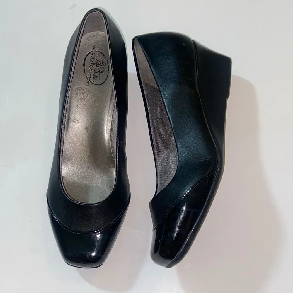Life Stride Simply Comfort Elegant Black Wedge Shoes Size US 10W